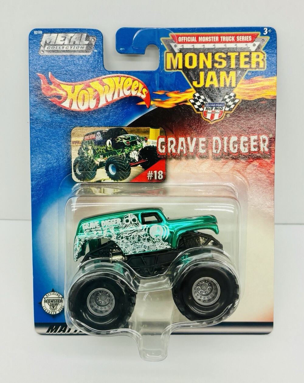 Hot Wheels Grave Digger Green Monster Jam 2002 Metal Collection B3189 New Sealed